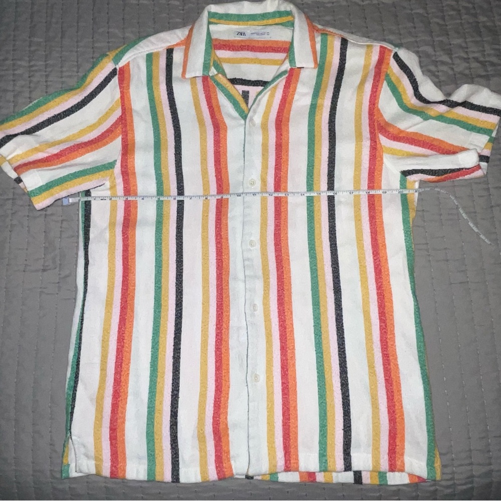 Zara Multicolor Terrycloth Button Down Shirt